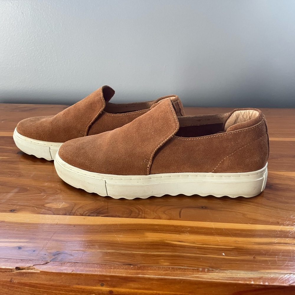 J/Slides brown suede shoes